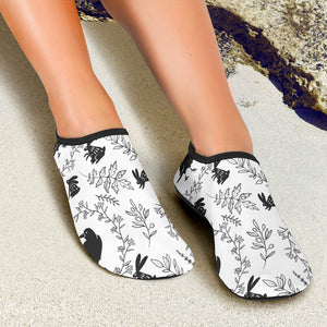 Crows Floral Wreath Rabbit Pattern Aqua Shoes