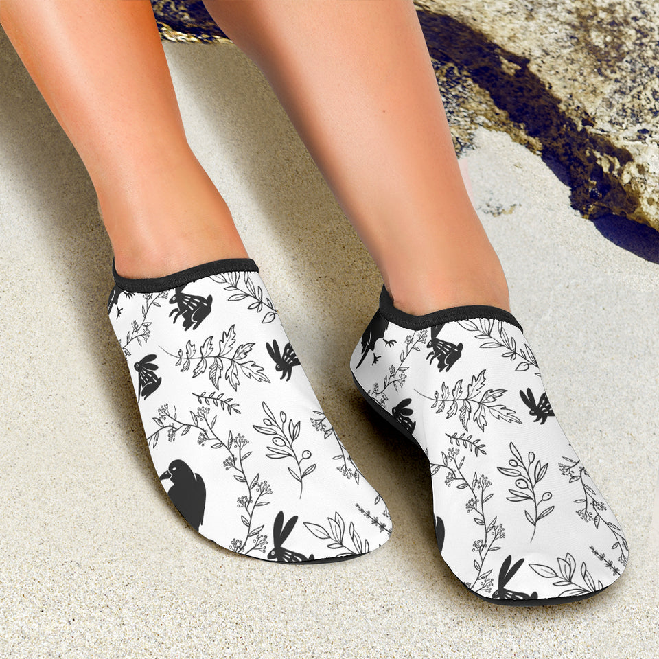 Crows Floral Wreath Rabbit Pattern Aqua Shoes