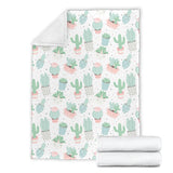 Pastel Color Cactus Pattern Premium Blanket