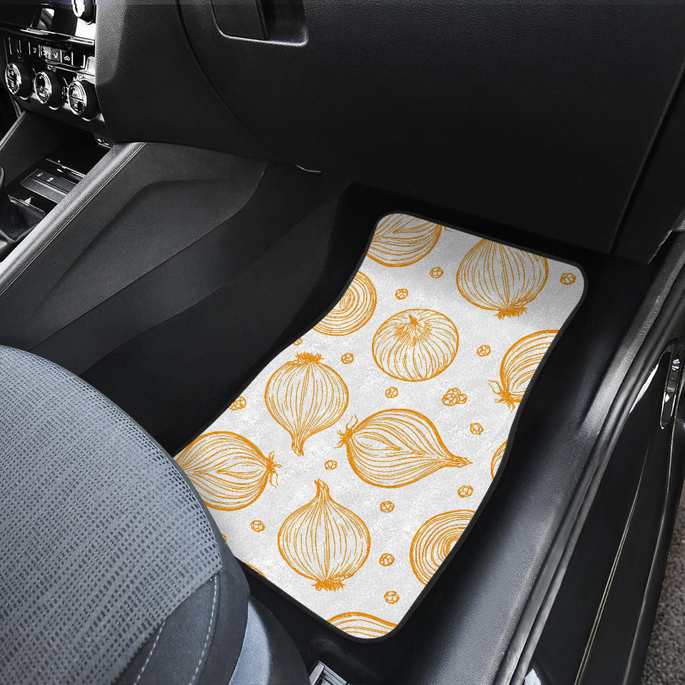 Hand Drawn Onion Pattern Front And Back Car Mats