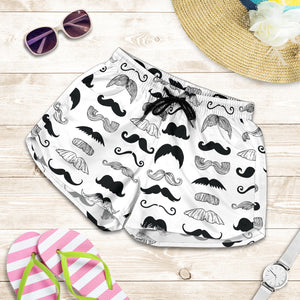 Mustache Beard Pattern Print Design 04 Women Shorts