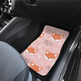 Cute Fox Pattern Pink Background Front And Back Car Mats