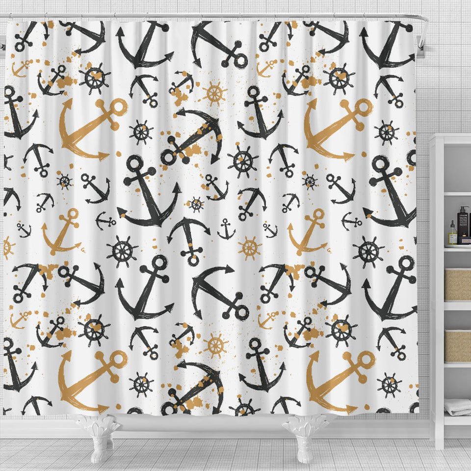 Anchors Rudders Pattern Shower Curtain Fulfilled In US