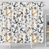 Anchors Rudders Pattern Shower Curtain Fulfilled In US
