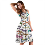Sun Glasses Pattern Print Design 01 Sleeveless Midi Dress
