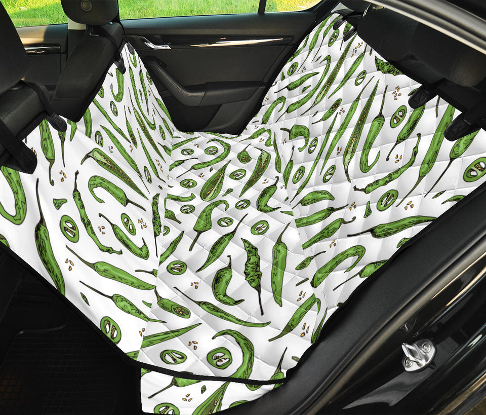 Hand Drawn Sketch Style Green Chili Peppers Pattern Dog Car Seat Covers