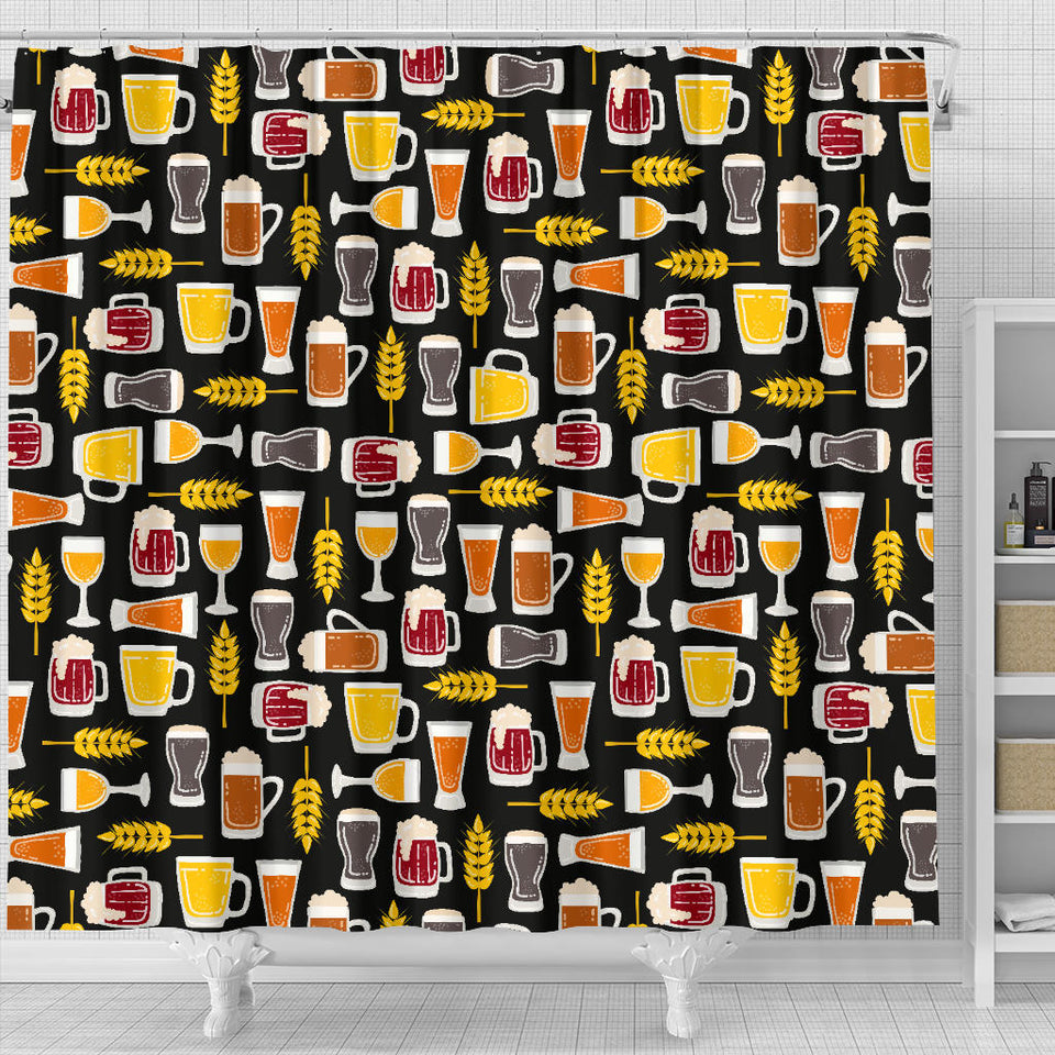 Beer Type Pattern Shower Curtain Fulfilled In US