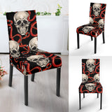 Red Snake Skull Pattern Dining Chair Slipcover
