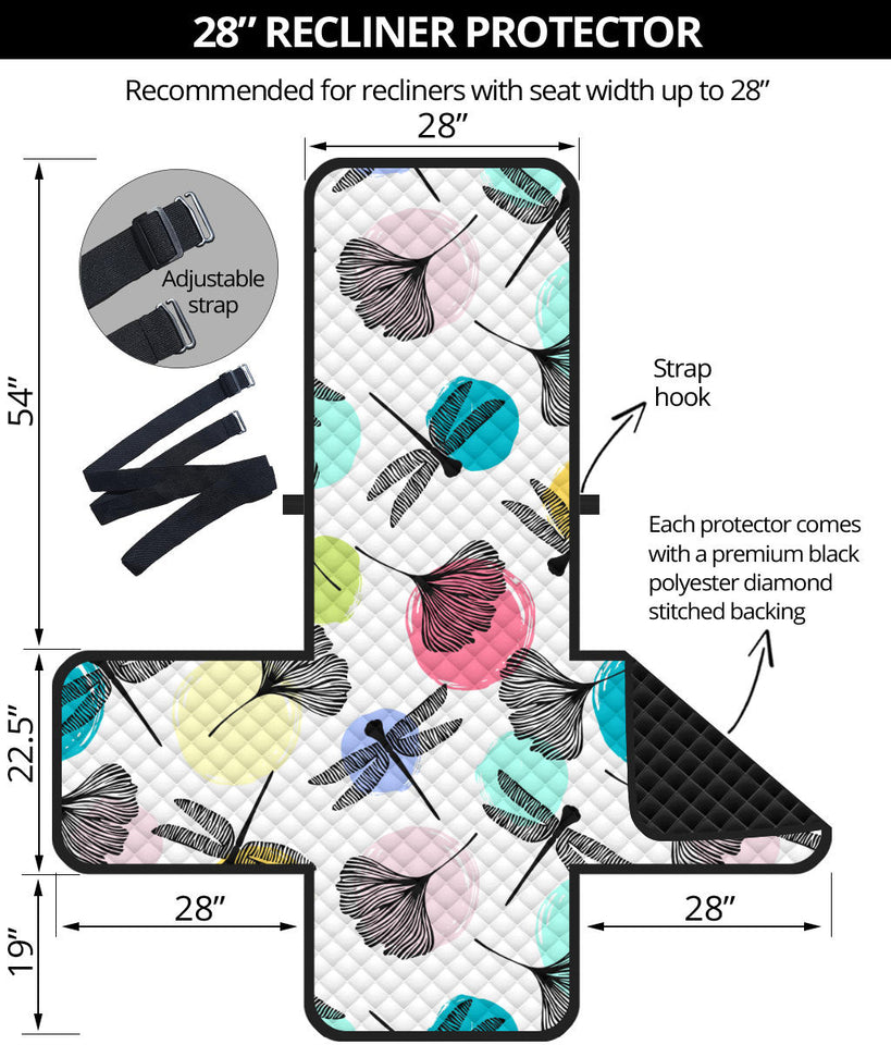 Dragonflies ginkgo leaves pattern Recliner Cover Protector