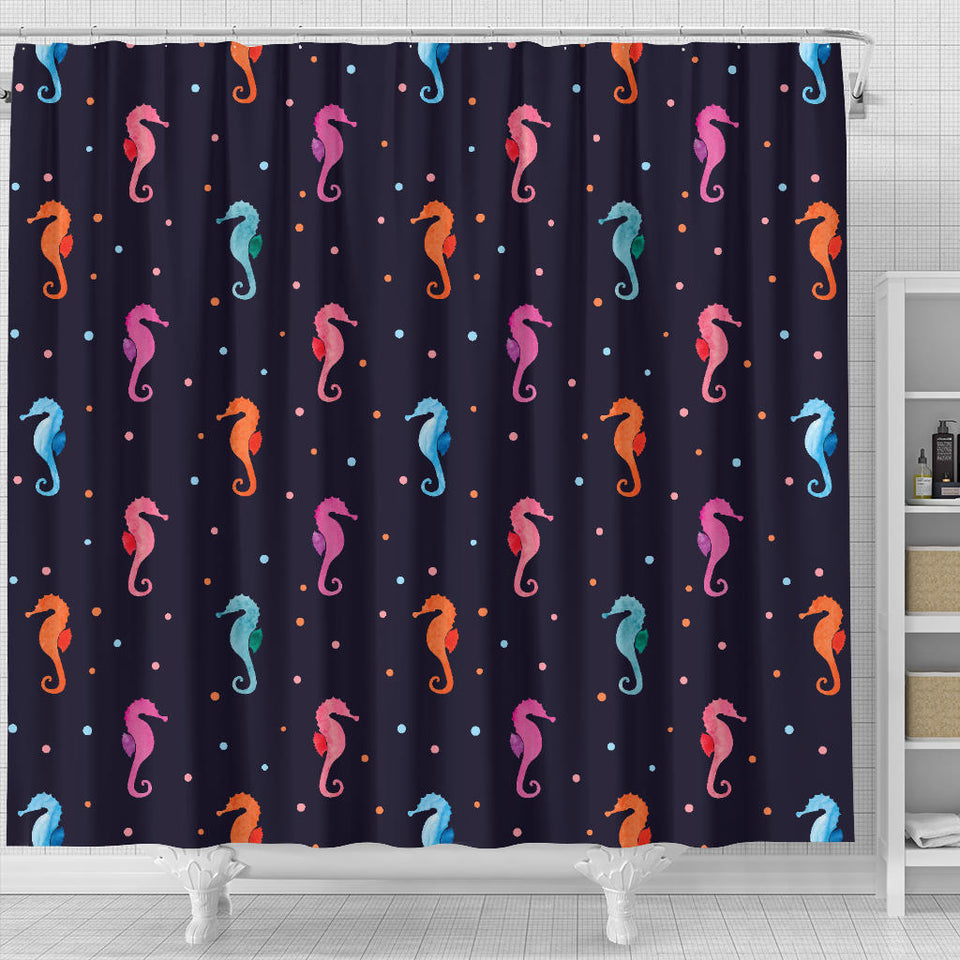 Watercolor Colorful Seahorse Pattern Shower Curtain Fulfilled In US