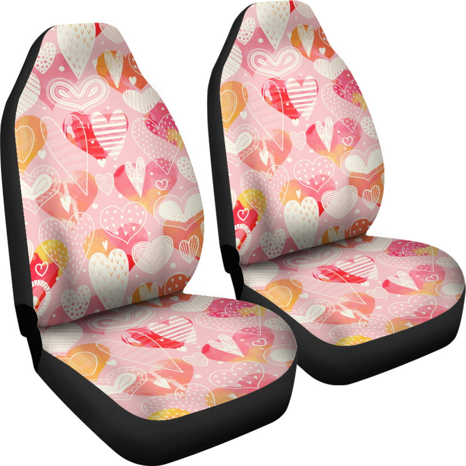 Hand Drawn Heart Design Pattern Universal Fit Car Seat Covers