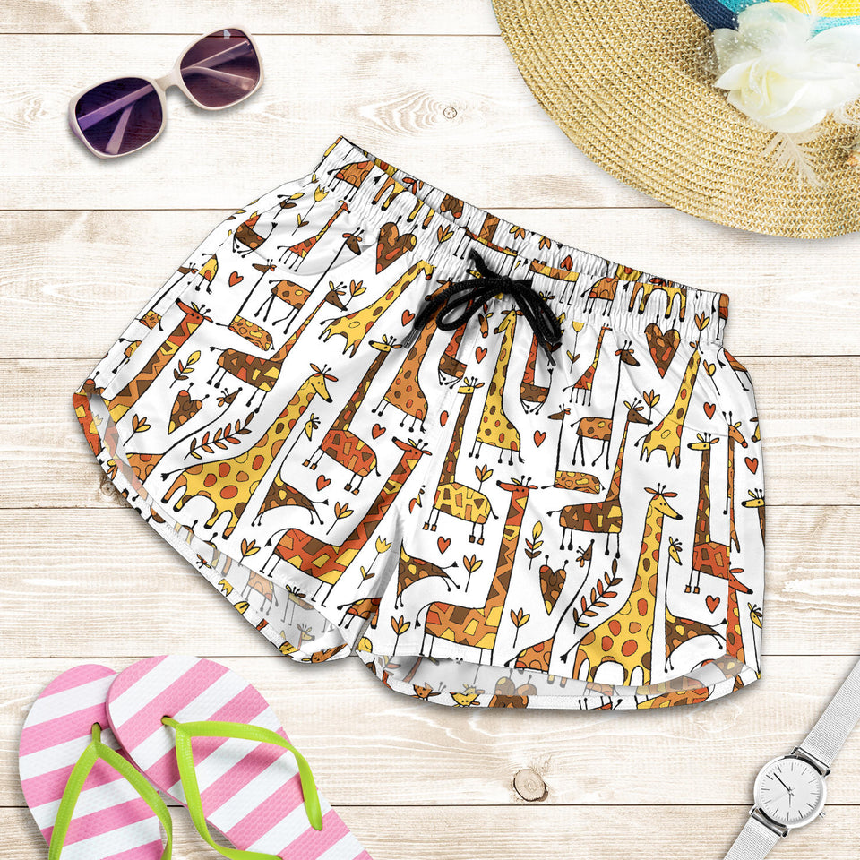 Giraffe Pattern Print Design 04 Women Shorts