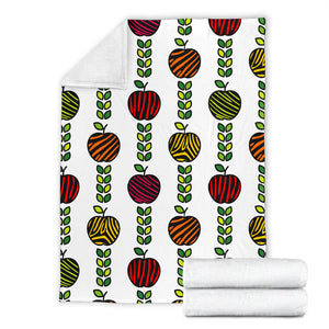 Colorful Apples Leave Zebra Stripe Premium Blanket