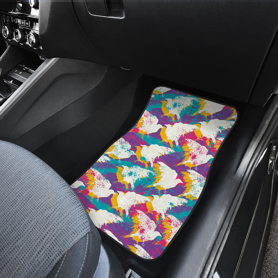 Colorful Crow Illustration Pattern Front Car Mats