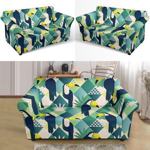 Toucan Tropical Leaves Design Pattern  Loveseat Couch Slipcover