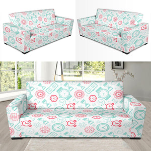 Clock Time Pattern Blackground Sofa Slipcover