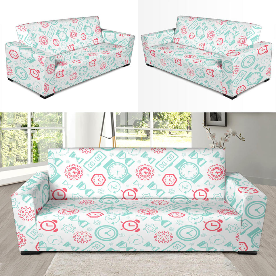 Clock Time Pattern Blackground Sofa Slipcover