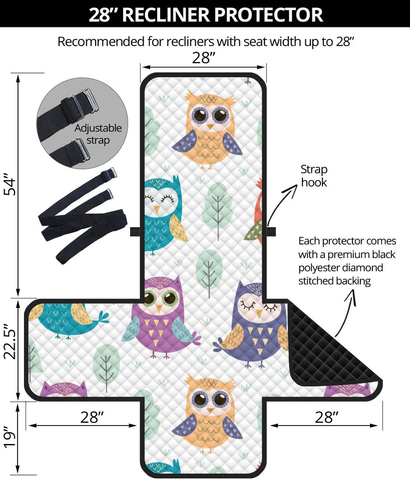 Cute owl pattern Recliner Cover Protector