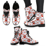 Daruma Japanese Wooden Doll Design Pattern Leather Boots