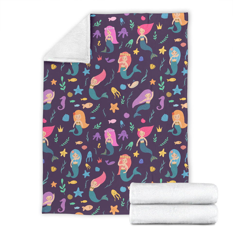 Beautiful Mermaid Fish Jellyfish Algae Other Marine World Premium Blanket