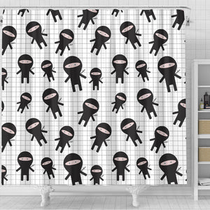 Ninja Pattern Plaid Background Shower Curtain Fulfilled In US