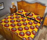 Daruma japanese wooden doll yellow background Quilt Bed Set