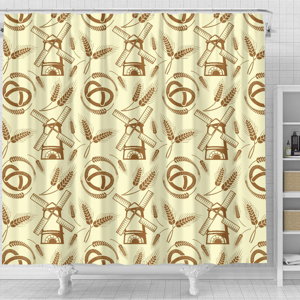 Windmill Wheat Pattern Shower Curtain Fulfilled In US