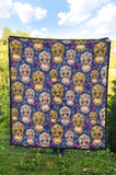 Sugar Skull Flower Pattern Premium Quilt