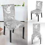 White Swan Gray Background Dining Chair Slipcover