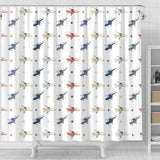 Cute Helicopter Star Pattern Shower Curtain Fulfilled In US