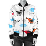 Watercolor Helicopter Cloud Pattern Women'S Bomber Jacket