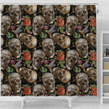 Skull Rose Humming Bird Flower Pattern Shower Curtain Fulfilled In US