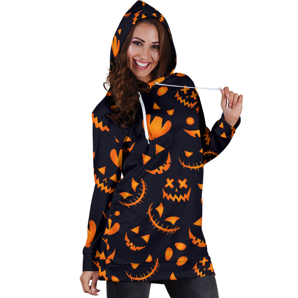Halloween Pattern Pumpkin Background Women'S Hoodie Dress