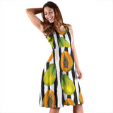 Papaya Design Pattern Sleeveless Midi Dress