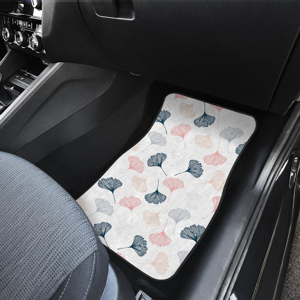 Black Gray Cream Coral Ginkgo Leaves Pattern Front Car Mats