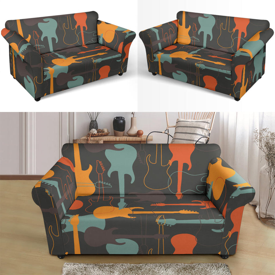 Electric Guitars Pattern Loveseat Couch Slipcover