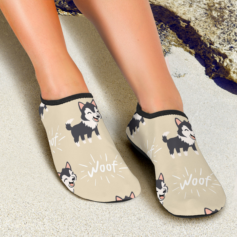 Cute Siberian Husky Aqua Shoes