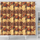 Camel Polynesian Tribal Design Pattern Shower Curtain Fulfilled In US