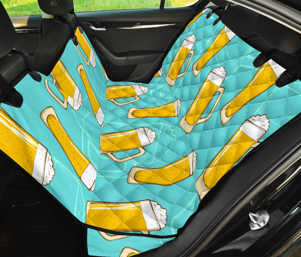 Beer Pattern Green Background Dog Car Seat Covers