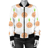 Cute Onions Smiling Faces Women'S Bomber Jacket