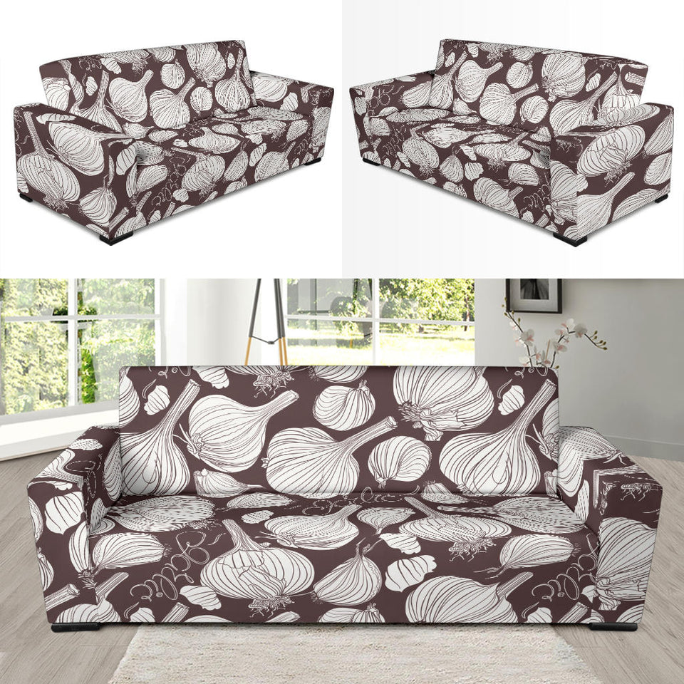 Garlic Bulb Dark Background Sofa Slipcover