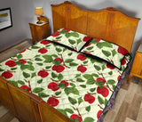 Red apples leaves pattern Quilt Bed Set