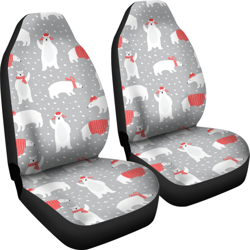 Cute Polar Bear Christmas Snow Pattern  Universal Fit Car Seat Covers