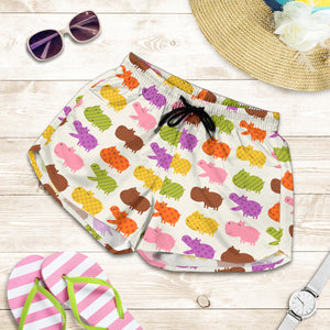 Hippopotamus Pattern Print Design 01 Women Shorts