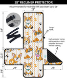 Cute dog corgi striped background pattern Recliner Cover Protector