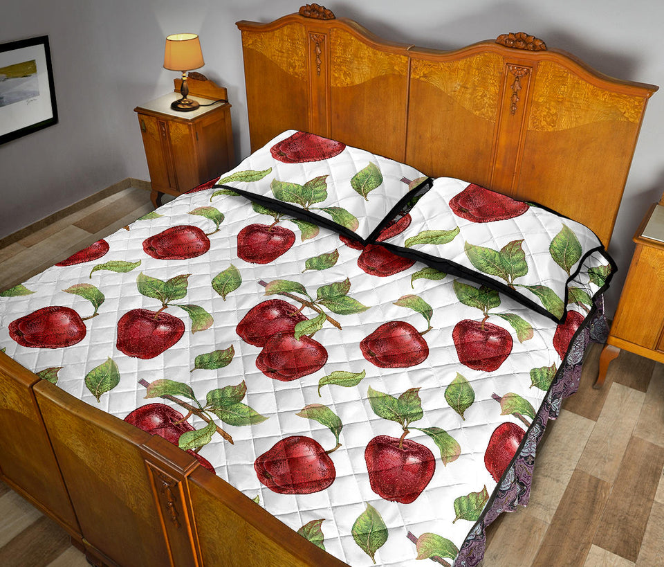 Red apples pattern Quilt Bed Set