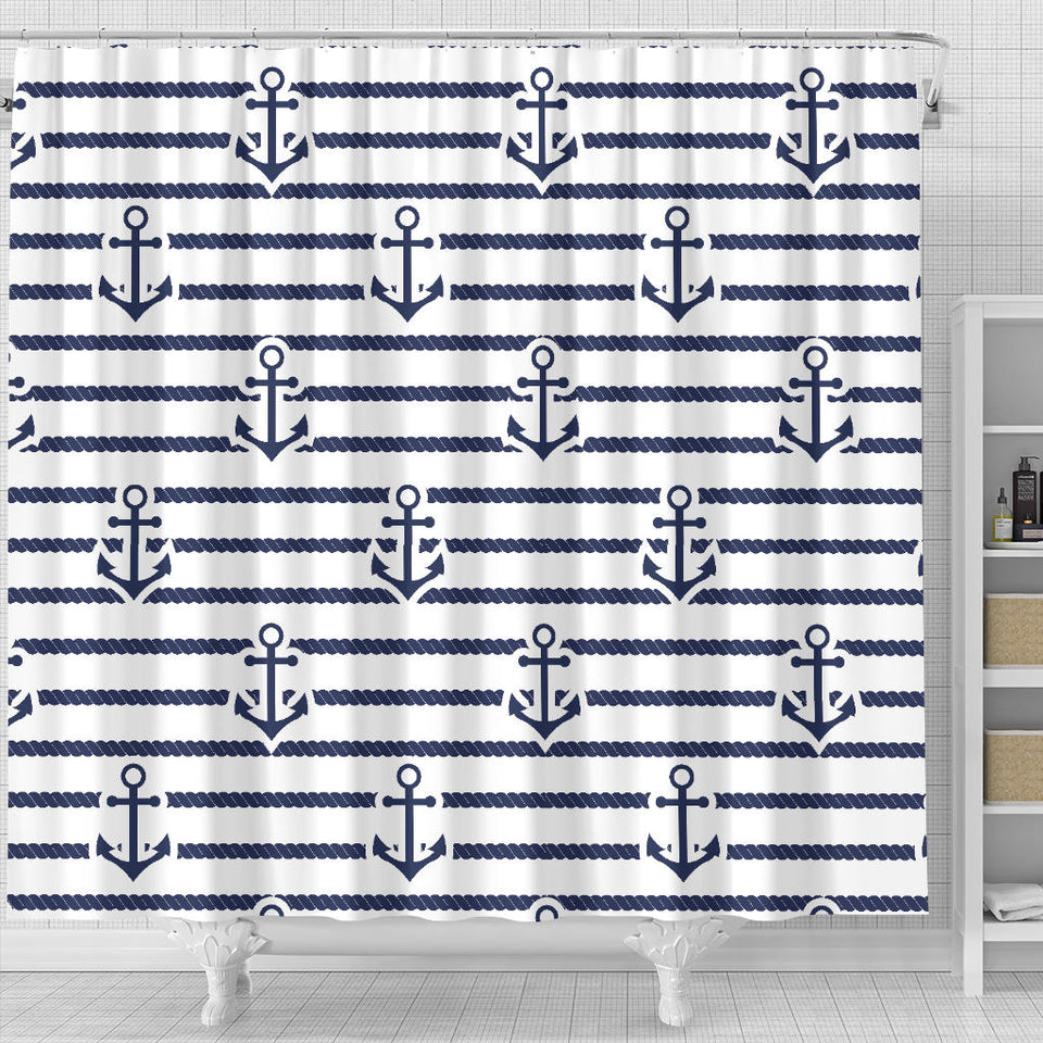 Anchor Rope Nautical  Pattern Shower Curtain Fulfilled In US