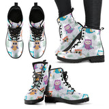 Cute Owl Pattern Leather Boots