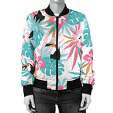 Toucan Tropical Flower Leave Pattern Women'S Bomber Jacket