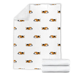 Cute Beagle Dog Sleeping Pattern Premium Blanket